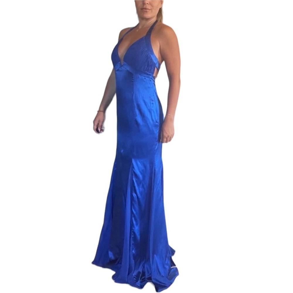 Jovani Silk Gown Royal Blue